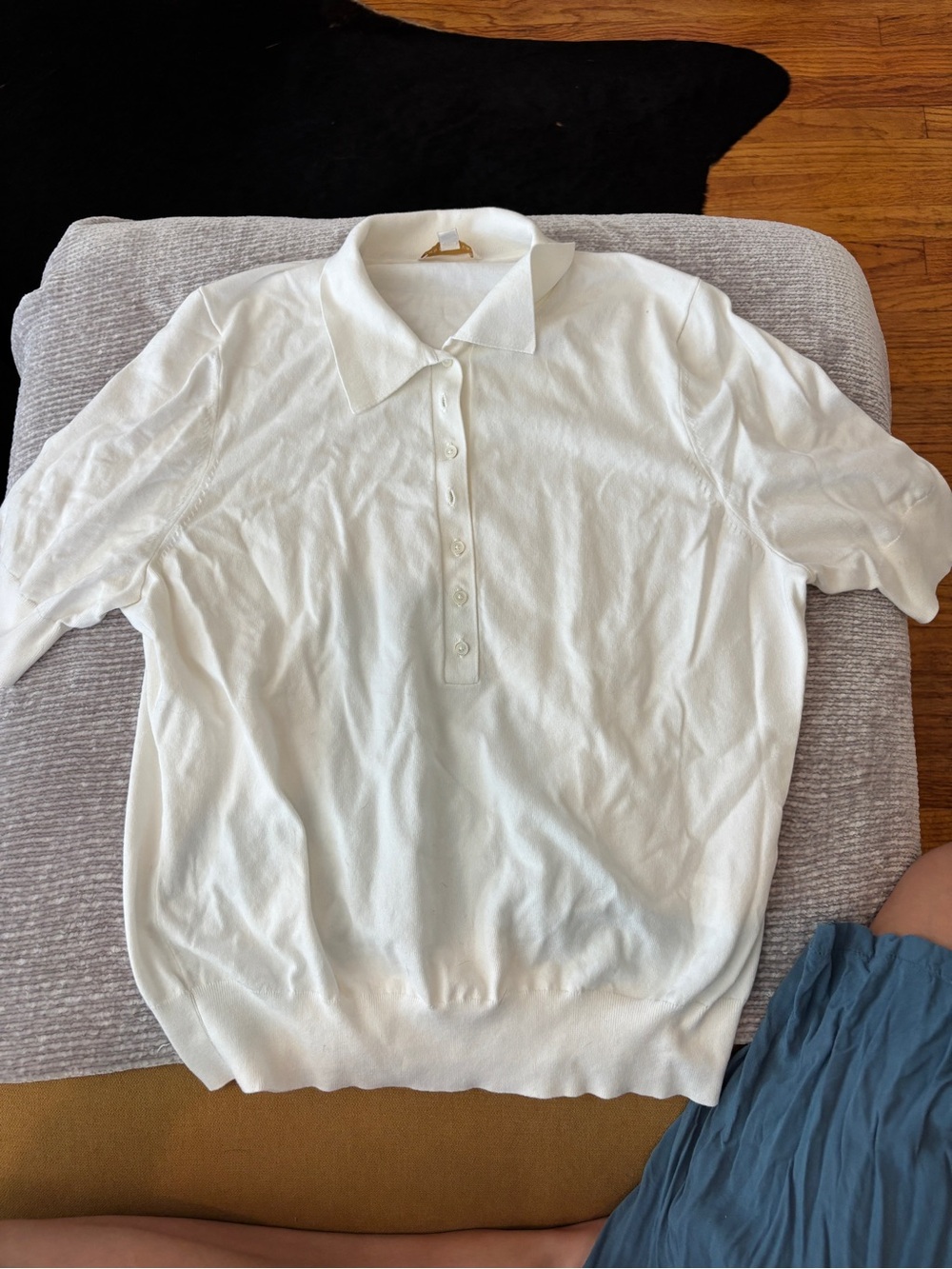 ANN MASHBURN White Short-Sleeve Polo Knit new